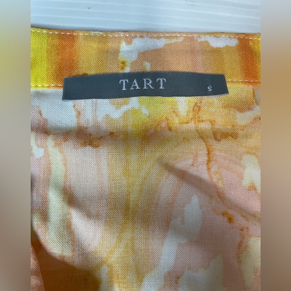 Tart Orange, Yellow, White Tiered Ruffle Kallie Sunset Cloud Dress Size Small - Picture 2 of 8